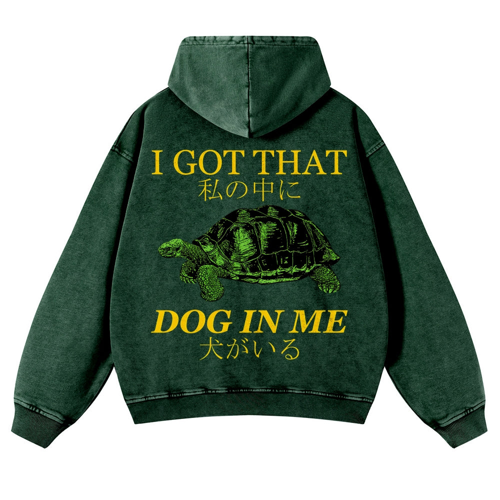 Casual Japanese Turtle Washed Hoodie