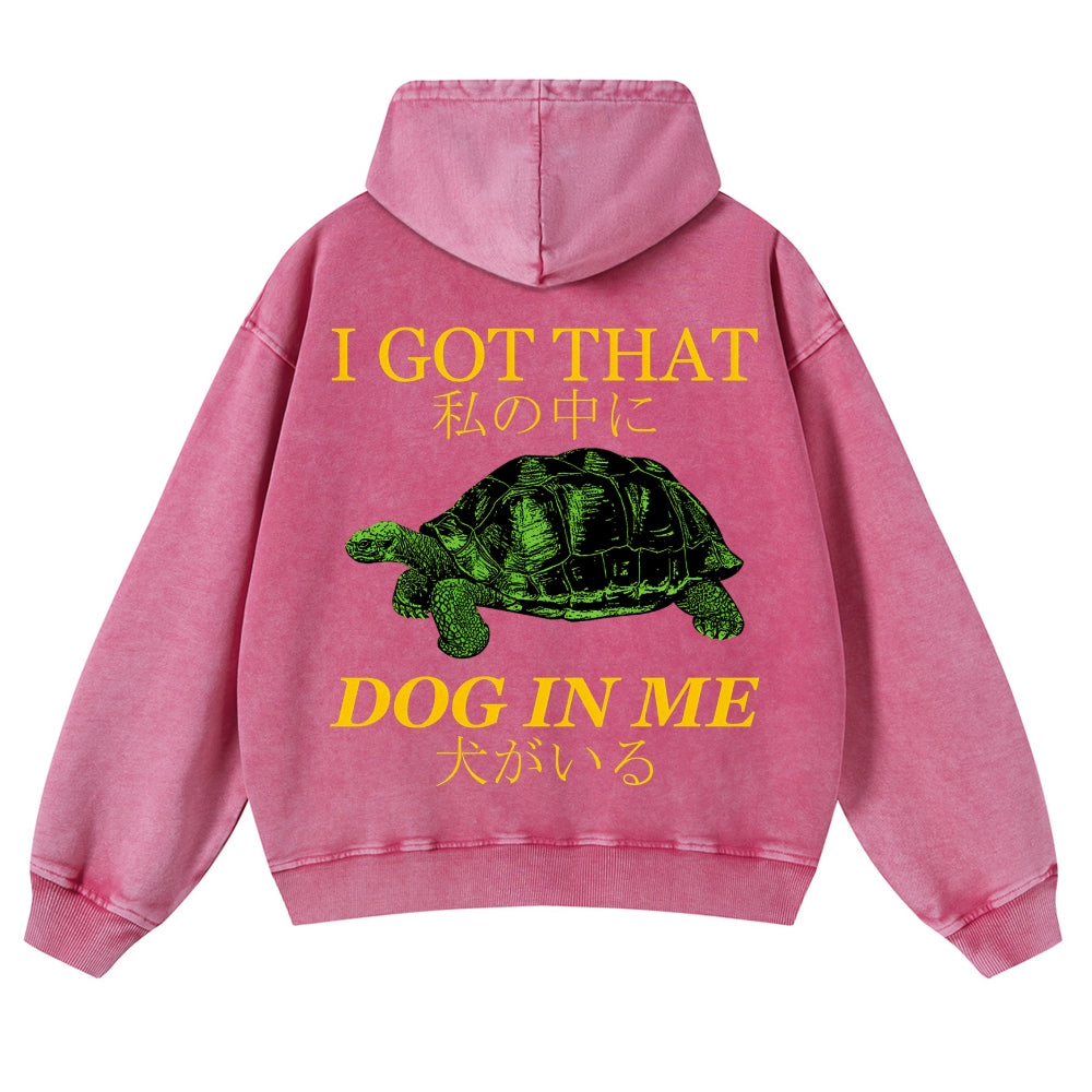 Casual Japanese Turtle Washed Hoodie