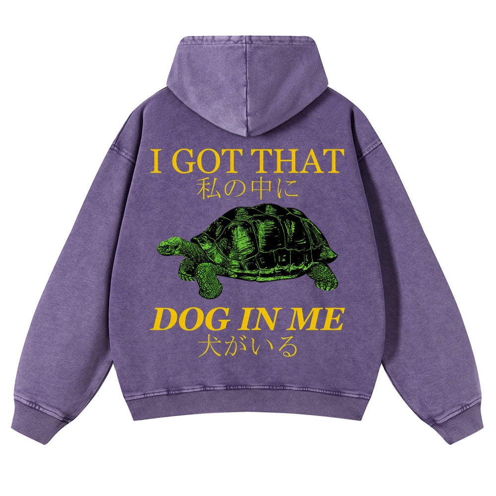 Casual Japanese Turtle Washed Hoodie
