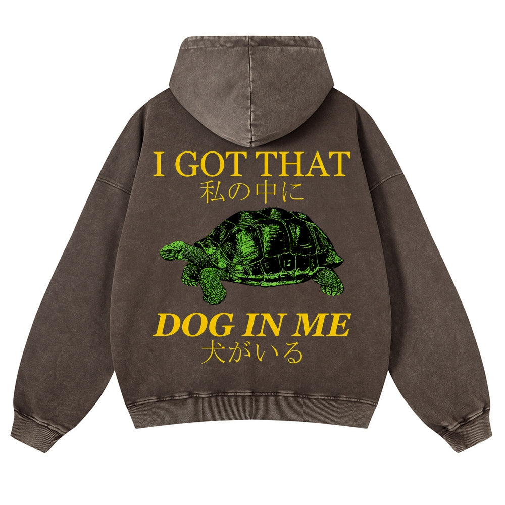 Casual Japanese Turtle Washed Hoodie