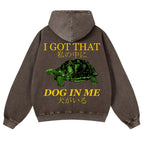 Casual Japanese Turtle Washed Hoodie