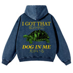 Casual Japanese Turtle Washed Hoodie