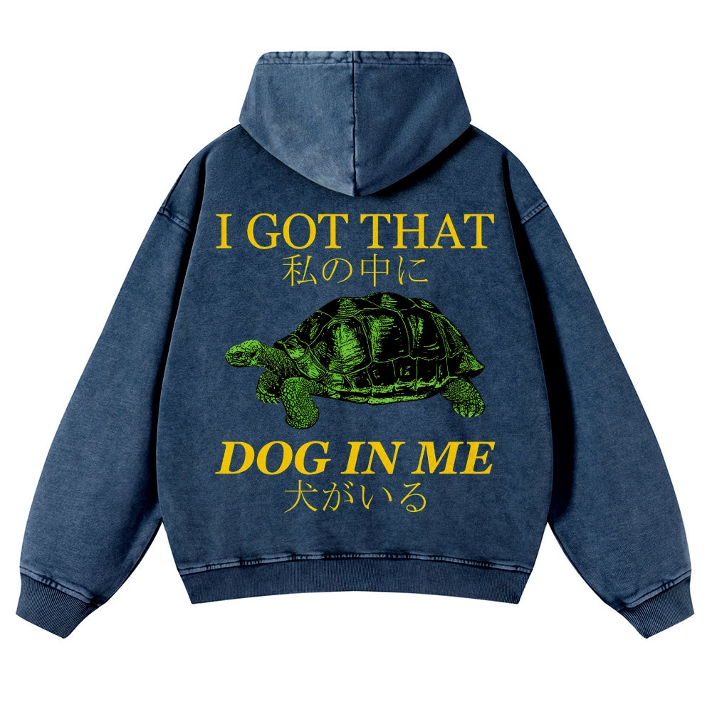Casual Japanese Turtle Washed Hoodie