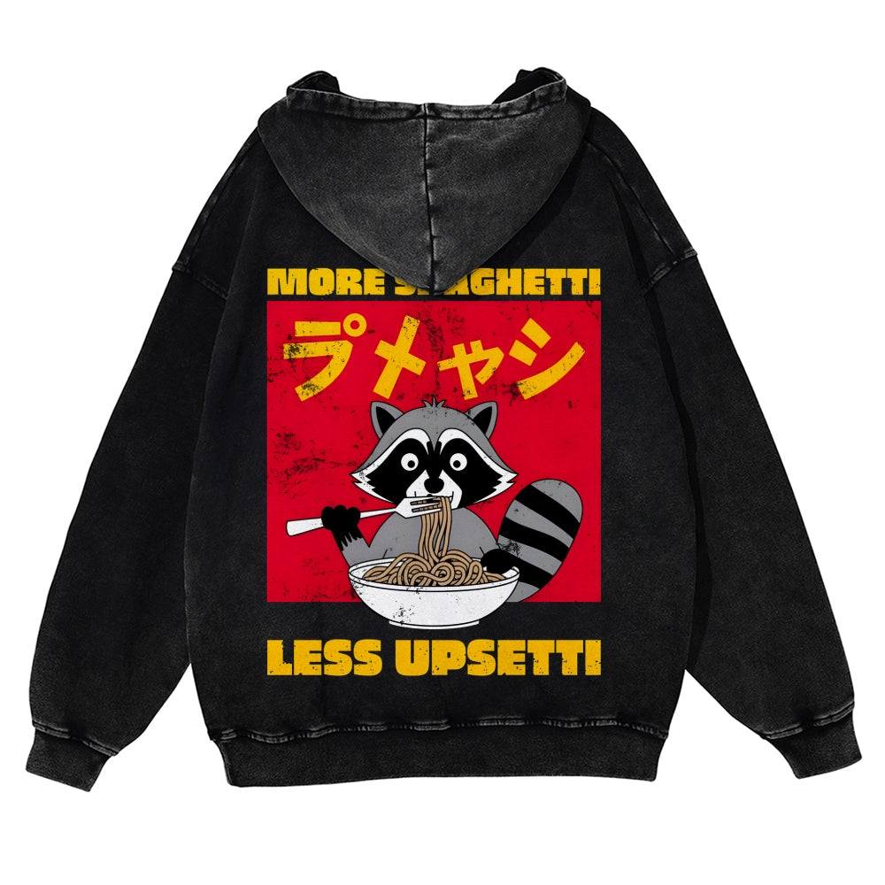 Casual Ramen Raccoon Washed Hoodie