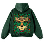 Casual Leopard Washed Hoodie
