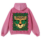 Casual Leopard Washed Hoodie