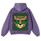Casual Leopard Washed Hoodie