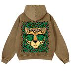 Casual Leopard Washed Hoodie