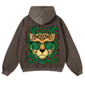 Casual Leopard Washed Hoodie