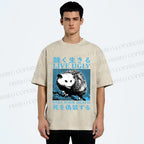 Unisex Japanese Live Ugly Opossum Printed Washed Tee