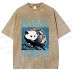 Unisex Japanese Live Ugly Opossum Printed Washed Tee