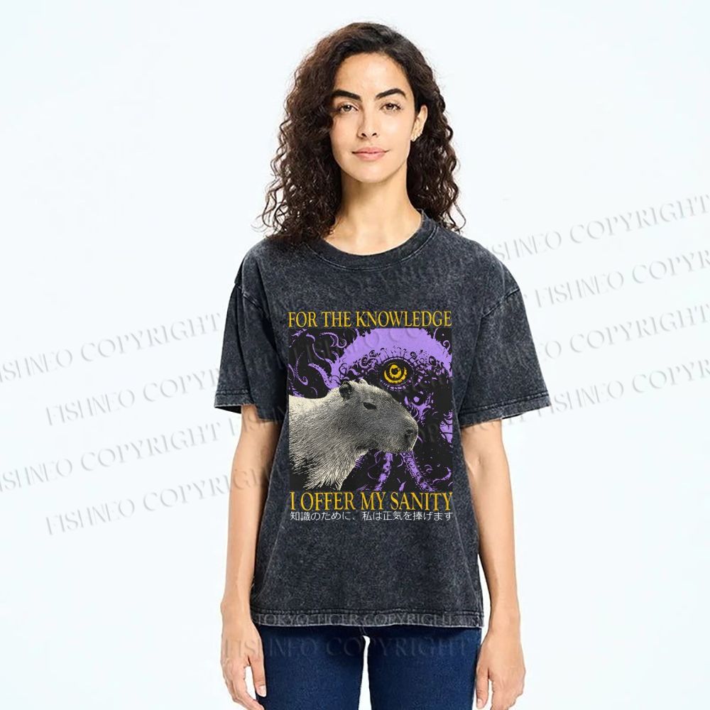 Unisex For The Knowledge I Offer My Sanity Printed Washed Tee