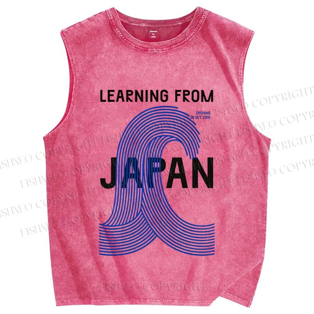 Unisex Geometric Lines Printed Washed Tank Top
