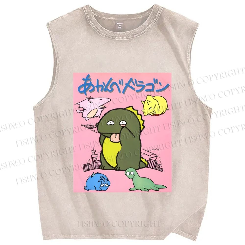 Unisex Monsters Printed Washed Tank Top
