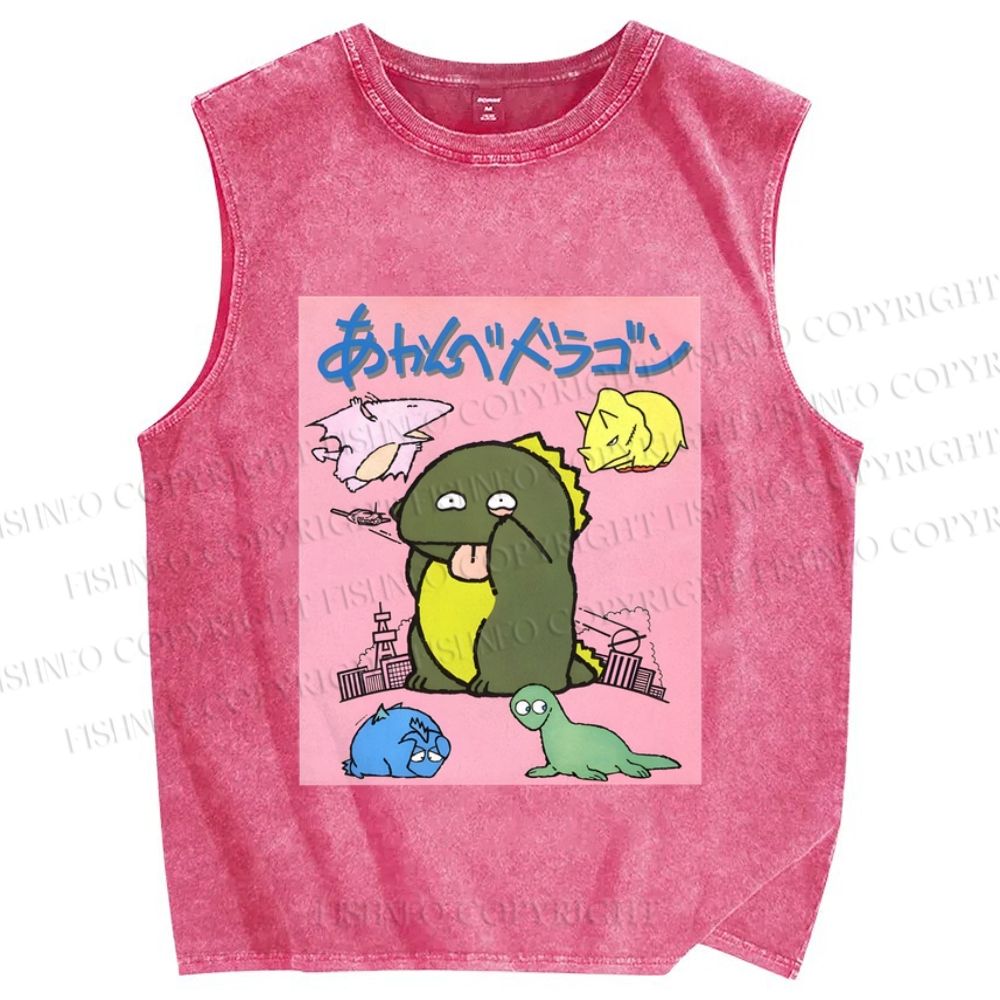 Unisex Monsters Printed Washed Tank Top