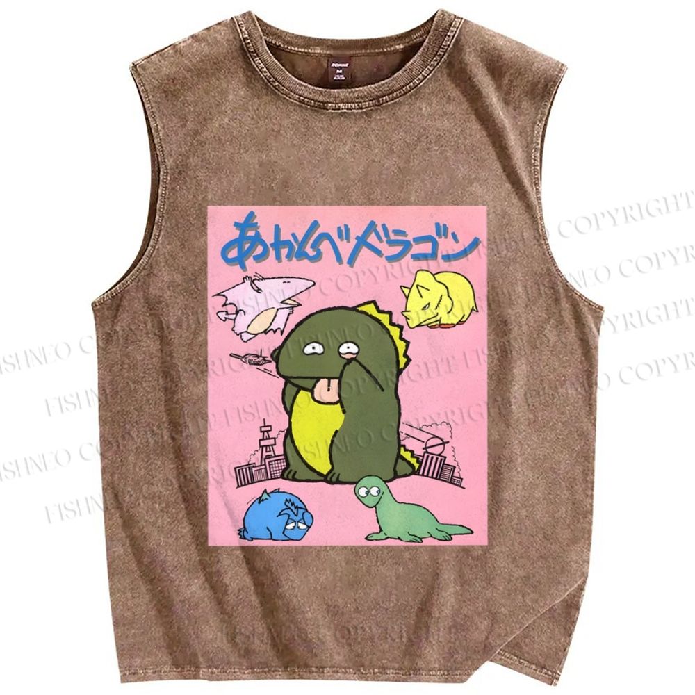 Unisex Monsters Printed Washed Tank Top