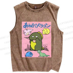 Unisex Monsters Printed Washed Tank Top