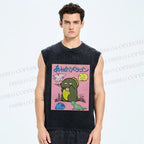 Unisex Monsters Printed Washed Tank Top