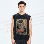 Unisex Otter Ramen Printed Washed Tank Top