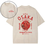 Osaka Dotonbori Drunken Octopus Vintage Wash Japanese Design Back Art T-Shirt