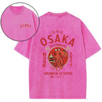 Osaka Dotonbori Drunken Octopus Vintage Wash Japanese Design Back Art T-Shirt