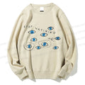 Unisex Artistic Abstract Eyes Printed Sweatshirt
