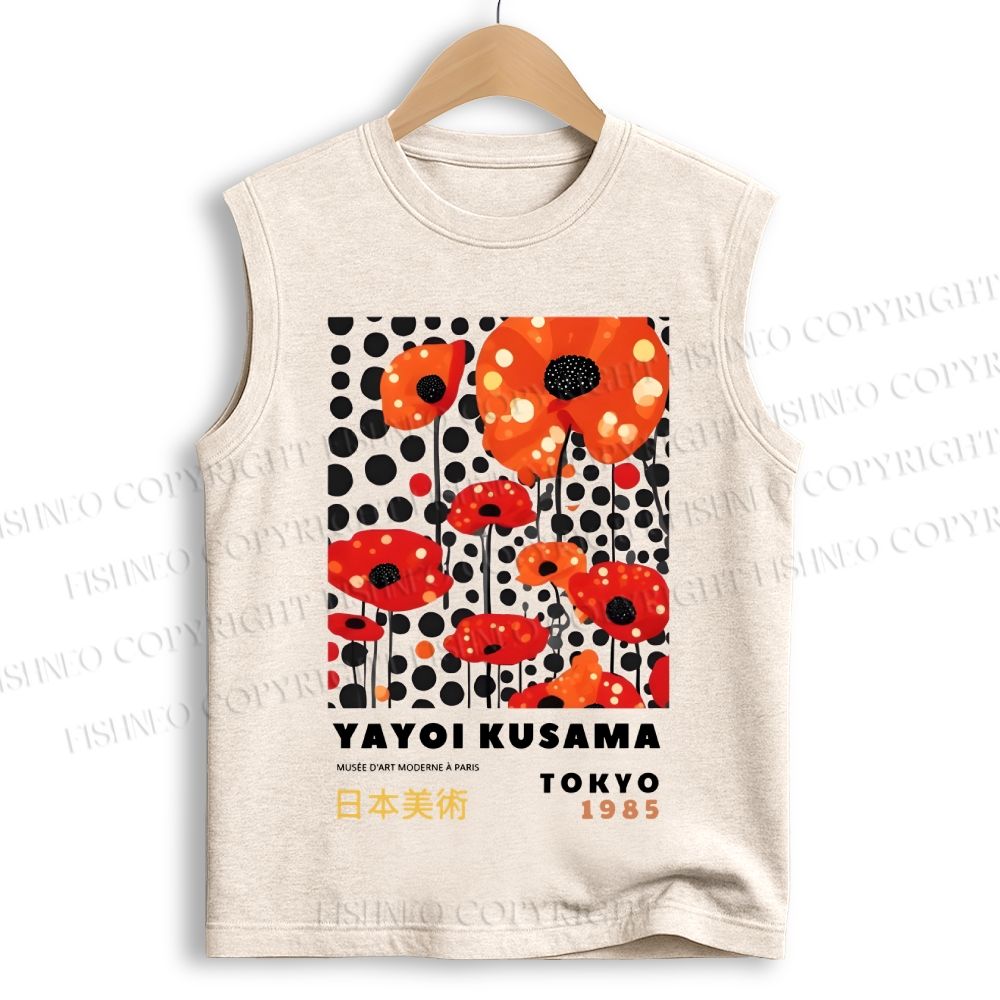 Unisex Japanese Yayoi Kusama Flower Printed Cotton Tank Top
