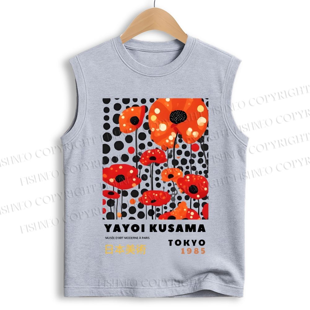 Unisex Japanese Yayoi Kusama Flower Printed Cotton Tank Top