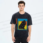 Unisex Japanese Weird Eye Monster Graffiti Printed Washed Tee