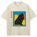 Unisex Japanese Weird Eye Monster Graffiti Printed Washed Tee