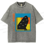 Unisex Japanese Weird Eye Monster Graffiti Printed Washed Tee