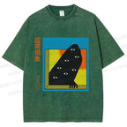 Unisex Japanese Weird Eye Monster Graffiti Printed Washed Tee