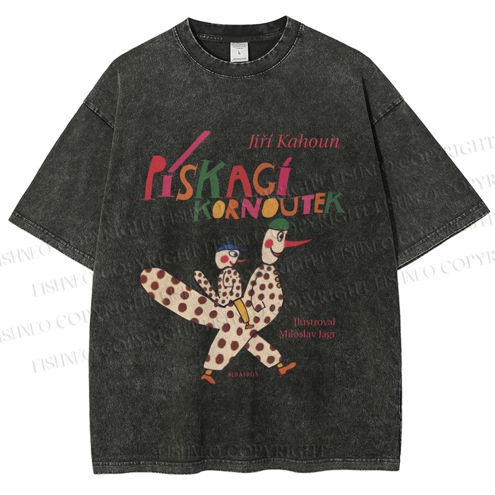 Unisex Funny Colorful Graffiti Printed Washed Tee