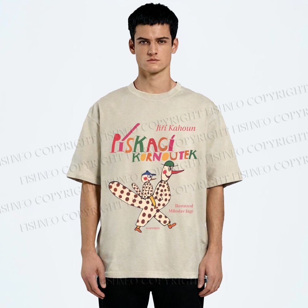 Unisex Funny Colorful Graffiti Printed Washed Tee
