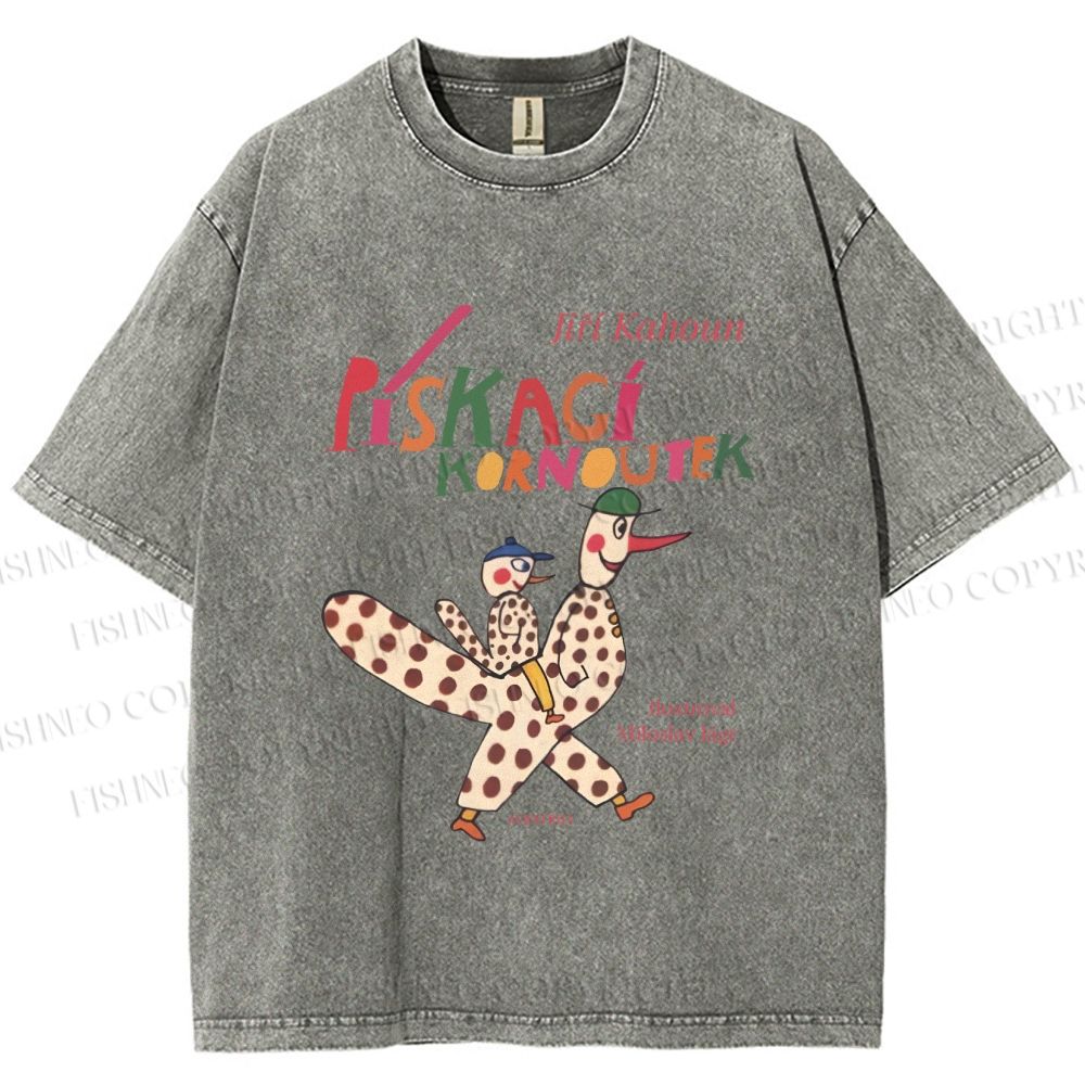 Unisex Funny Colorful Graffiti Printed Washed Tee
