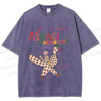 Unisex Funny Colorful Graffiti Printed Washed Tee