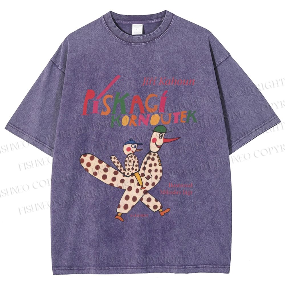 Unisex Funny Colorful Graffiti Printed Washed Tee