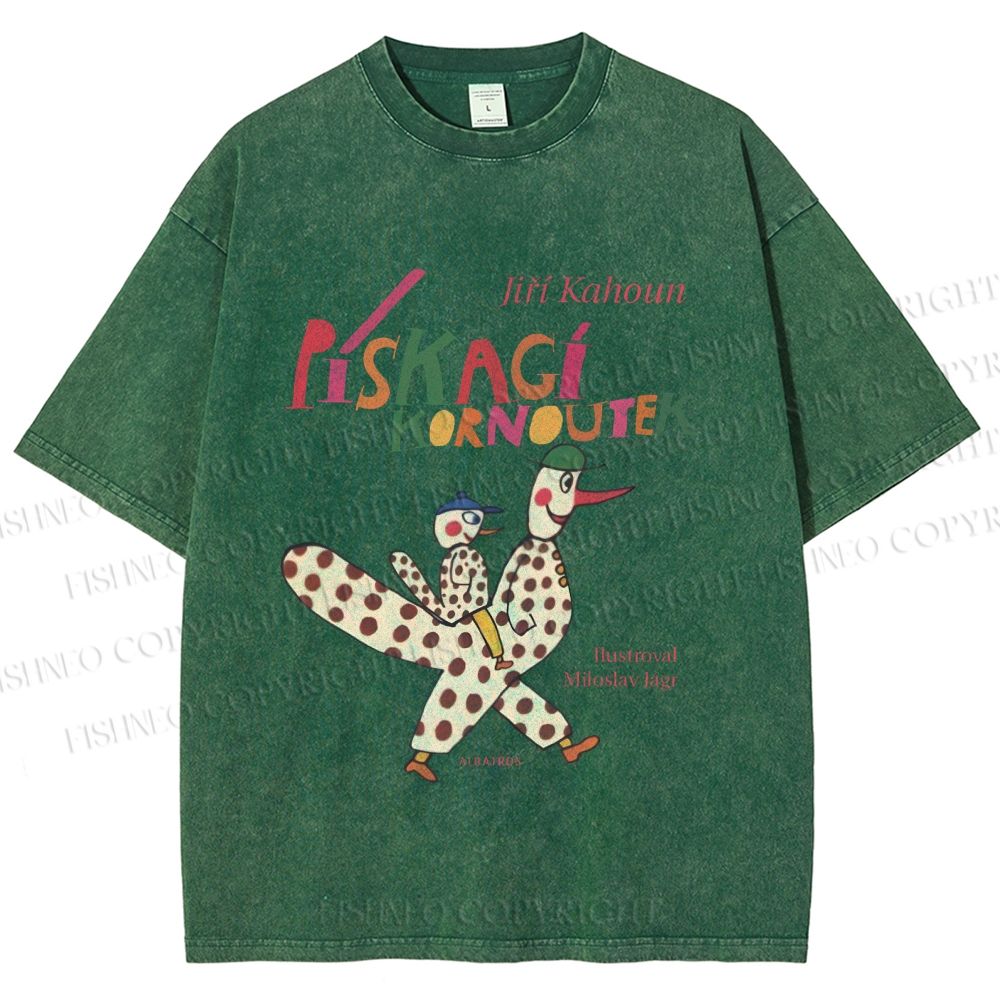 Unisex Funny Colorful Graffiti Printed Washed Tee