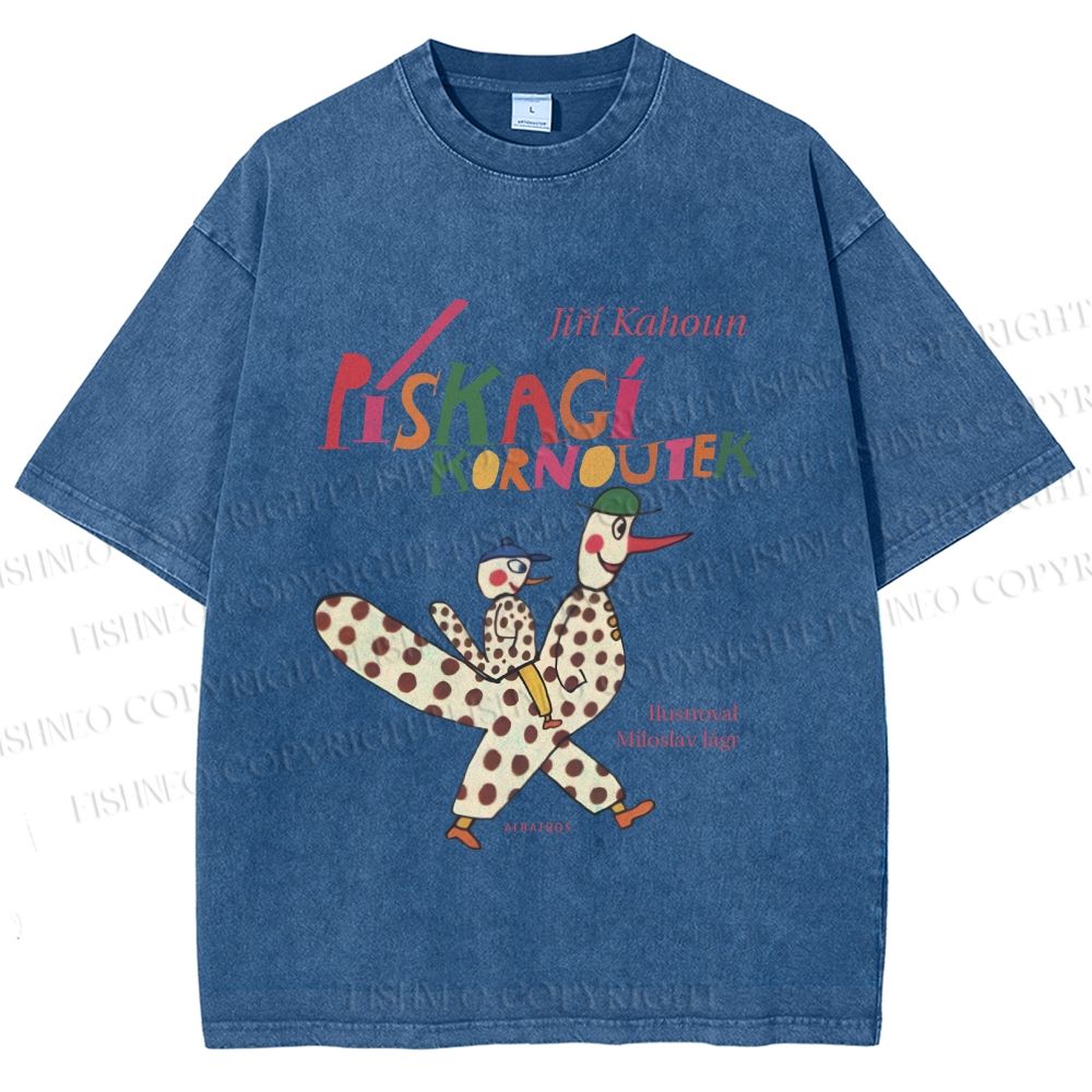 Unisex Funny Colorful Graffiti Printed Washed Tee