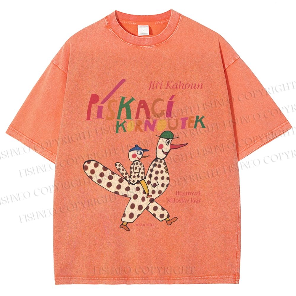 Unisex Funny Colorful Graffiti Printed Washed Tee