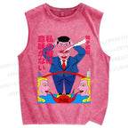 Unisex Vintage Japanese Graffiti Printed Washed Tank Top