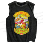 Unisex Vintage Tiger Graffiti Printed Washed Tank Top