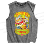Unisex Vintage Tiger Graffiti Printed Washed Tank Top