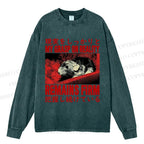 Unisex Casual Washed Grasp on Reality Rat Printed Long Sleeve
