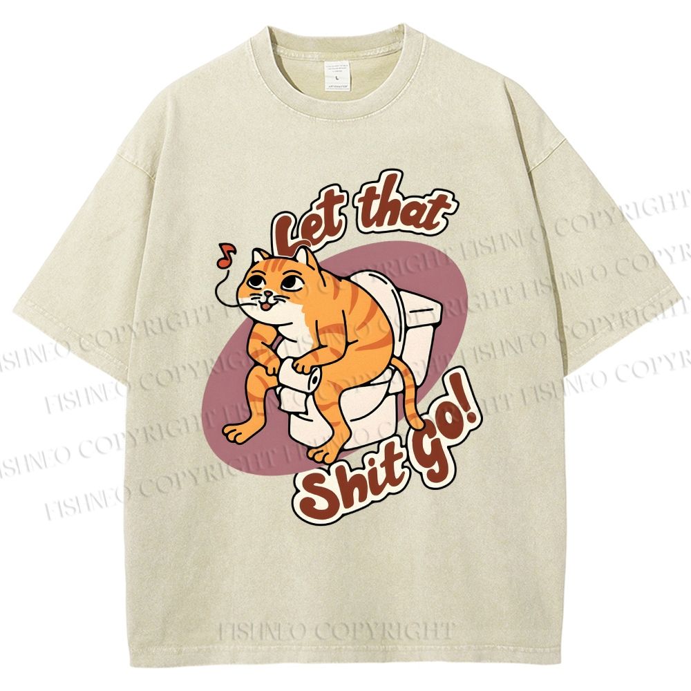 Unisex Cat Printed Washed Tee