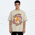 Unisex Cat Printed Washed Tee