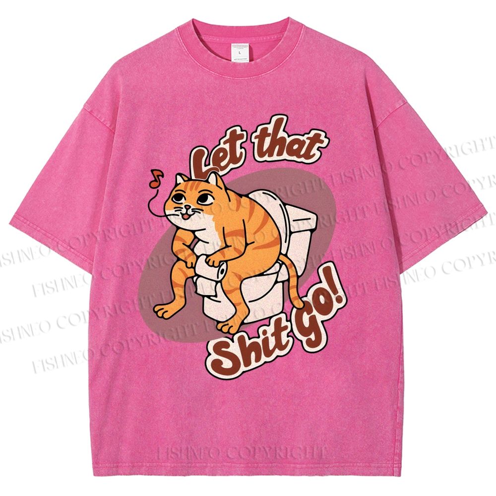 Unisex Cat Printed Washed Tee
