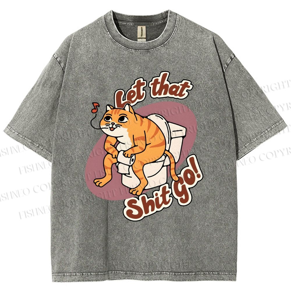 Unisex Cat Printed Washed Tee