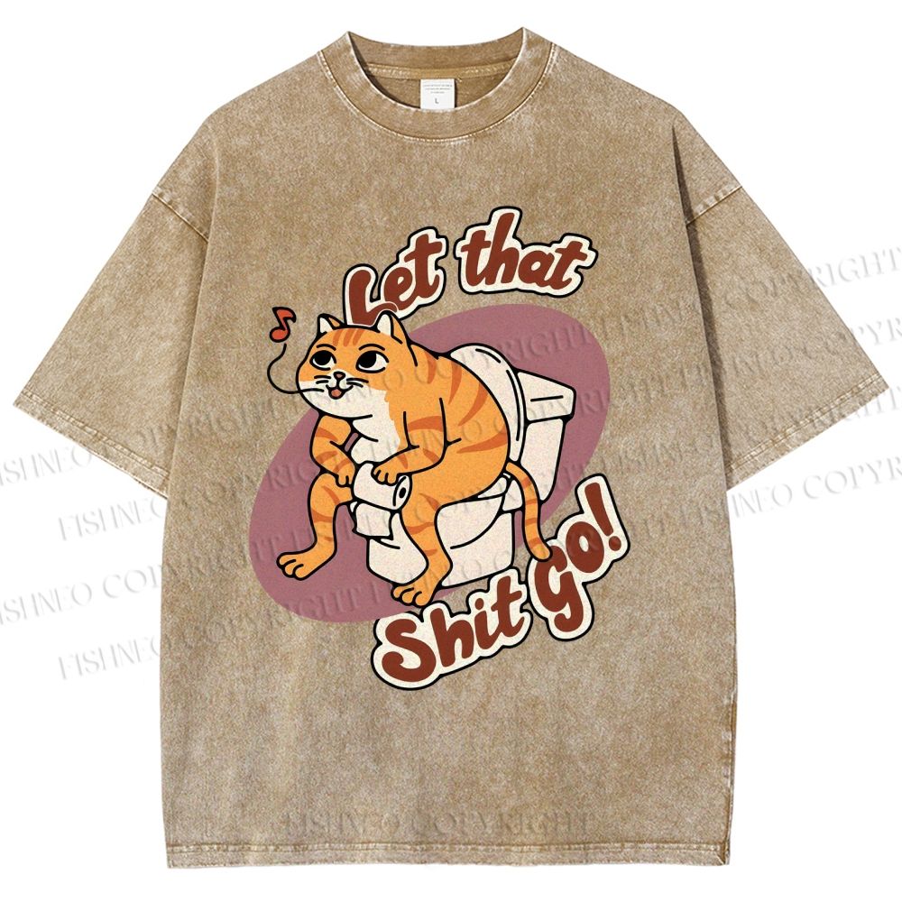 Unisex Cat Printed Washed Tee