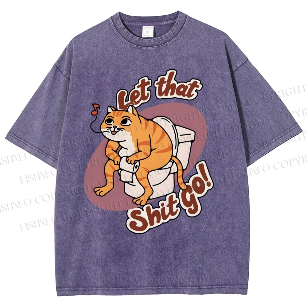 Unisex Cat Printed Washed Tee